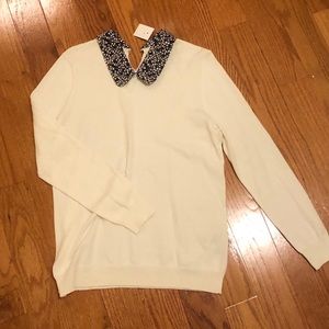 J.Crew white sweater with collar